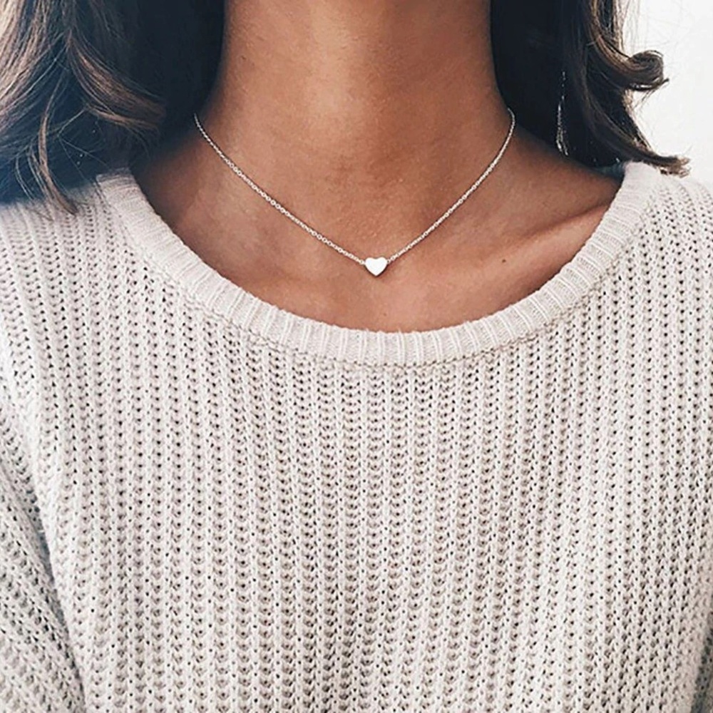 ‼️3/$30 Boho Dainty Heart Silver Choker Necklace